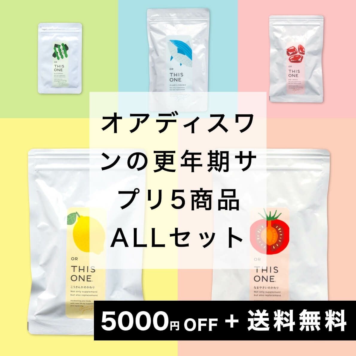 サプリメント5種セット 抗酸化＋ヘム鉄＋酵素消化＋リラックス＋タンパク質の5種類のサプリ