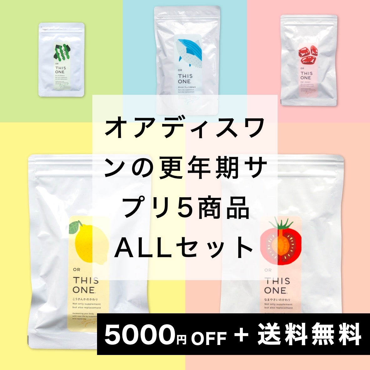 サプリメント5種セット 抗酸化＋ヘム鉄亜鉛＋酵素消化＋リラックス＋成長ホルモンの5種類のサプリ