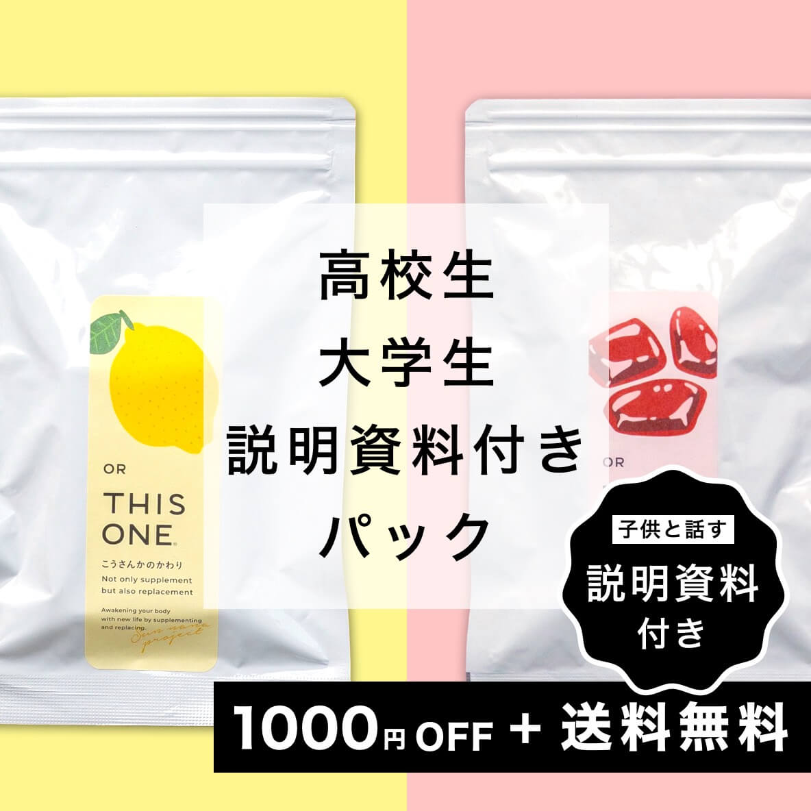 高校生大学生パック【説明資料】付き　抗酸化サプリ＋ヘム鉄亜鉛サプリ